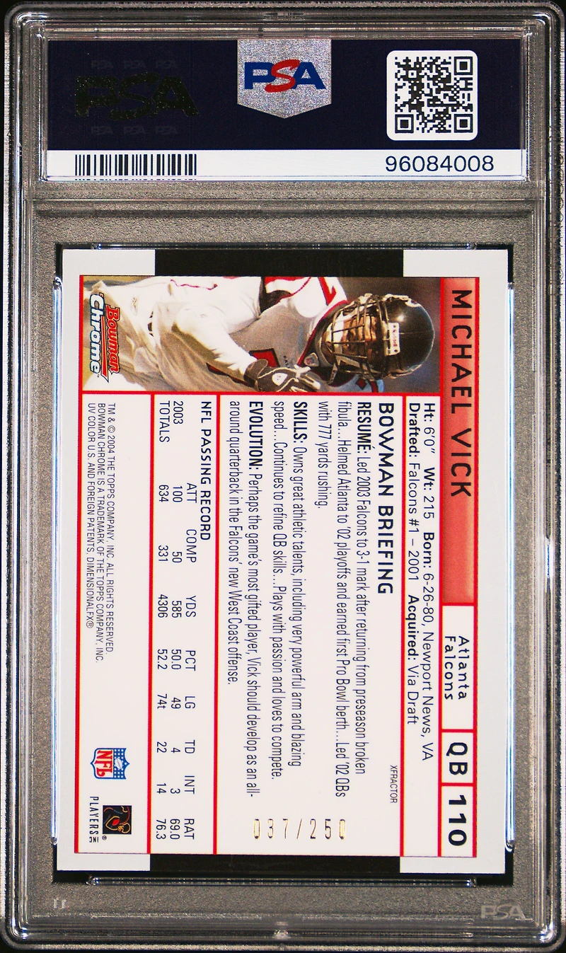 2004 Bowman Chrome 110 Michael Vick Xfractor PSA 8