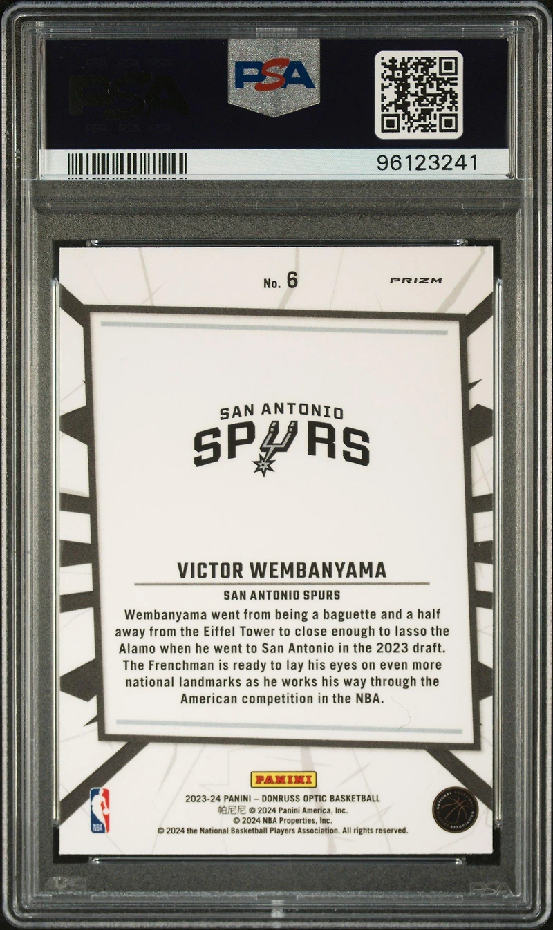 2023 Panini Donruss Optic My House 6 Victor Wembanyama Green Shock PSA 10