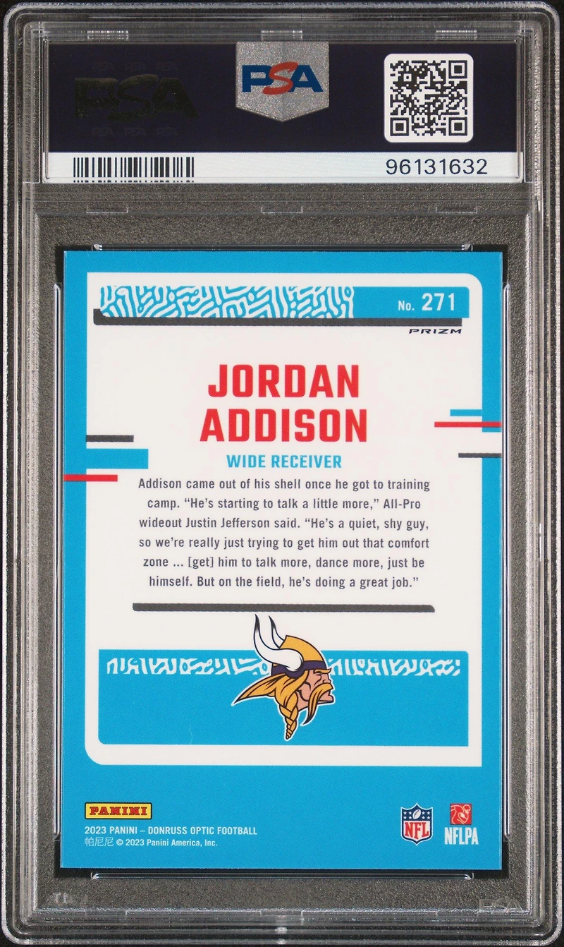 2023 Panini Donruss Optic 271 Jordan Addison Green Hyper PSA 10