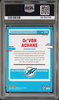 2023 Panini Donruss Optic 269 De'von Achane Green Velocity PSA 10