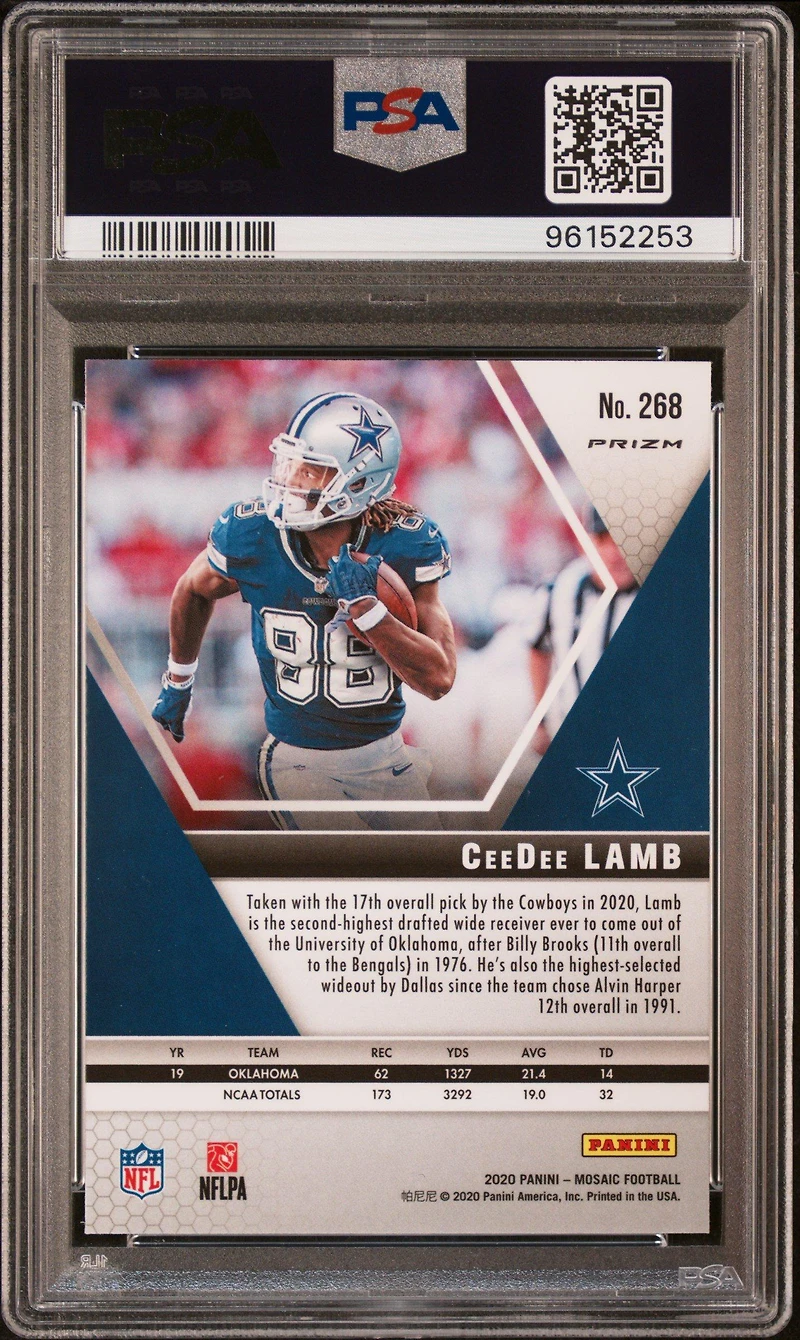 2020 Panini Mosaic 268 Ceedee Lamb Green Mosaic PSA 10