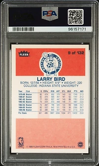 1986 Fleer 9 Larry Bird PSA 8