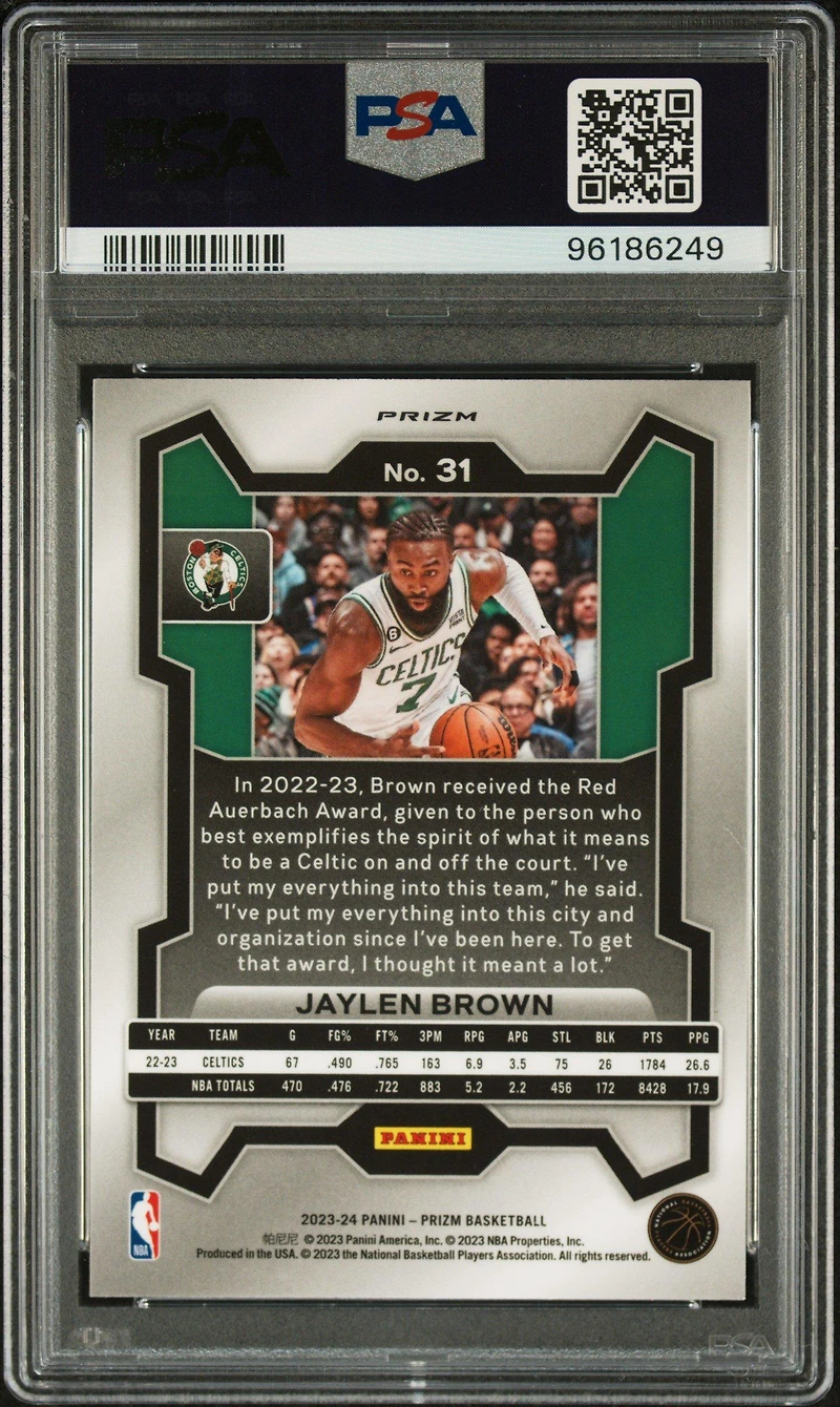 2023 Panini Prizm 31 Jaylen Brown Ice PSA 10