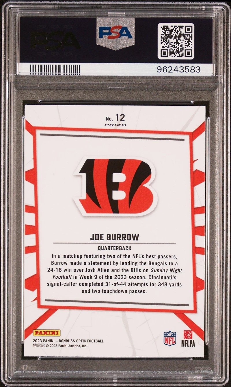 2023 Panini Donruss Optic My House! 12 Joe Burrow PSA 10