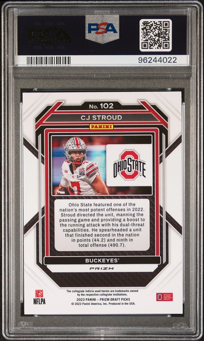 2023 Panini Prizm Draft Picks 102 Cj Stroud Purple Wave PSA 10