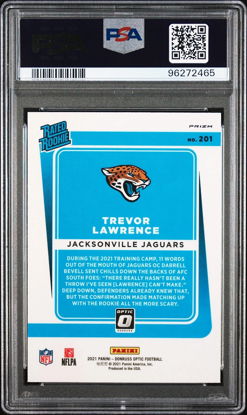 2021 Panini Donruss Optic 201 Trevor Lawrence Bronze PSA 8