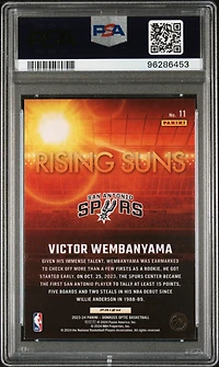 2023 Panini Donruss Optic Rising Suns 11 Victor Wembanyama Holo PSA 9