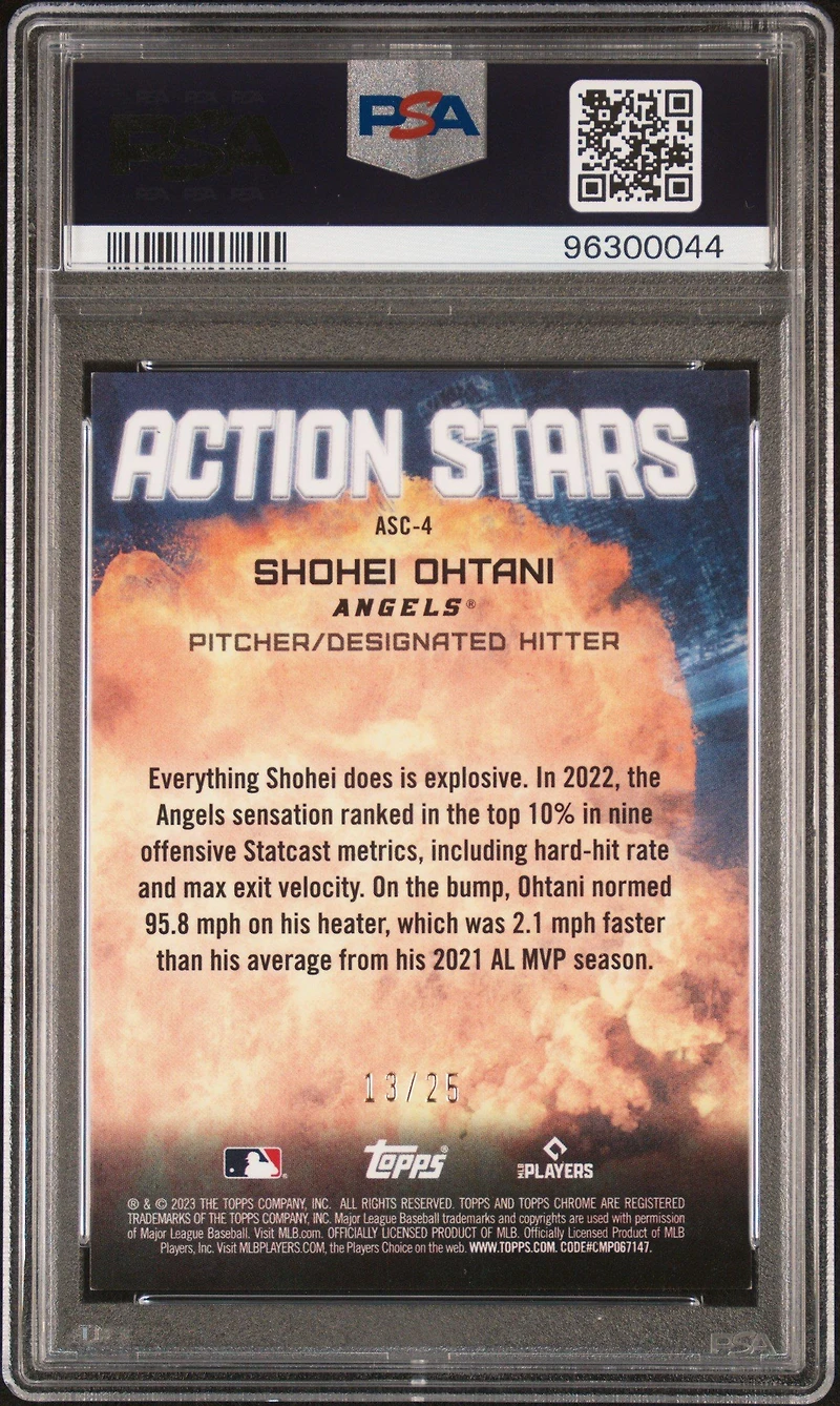 2023 Topps Chrome Update Action Stars Asc4 Shohei Ohtani Orange Refractor PSA 8