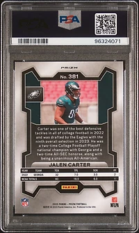 2023 Panini Prizm 381 Jalen Carter Green Prizm PSA 9