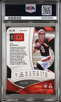 2021 Panini Spectra 19 Joe Burrow Neon Blue Die-cut PSA 8