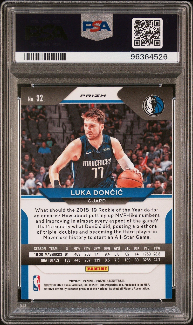 2020 Panini Prizm 32 Luka Doncic Red/white/blue Prizm PSA 9