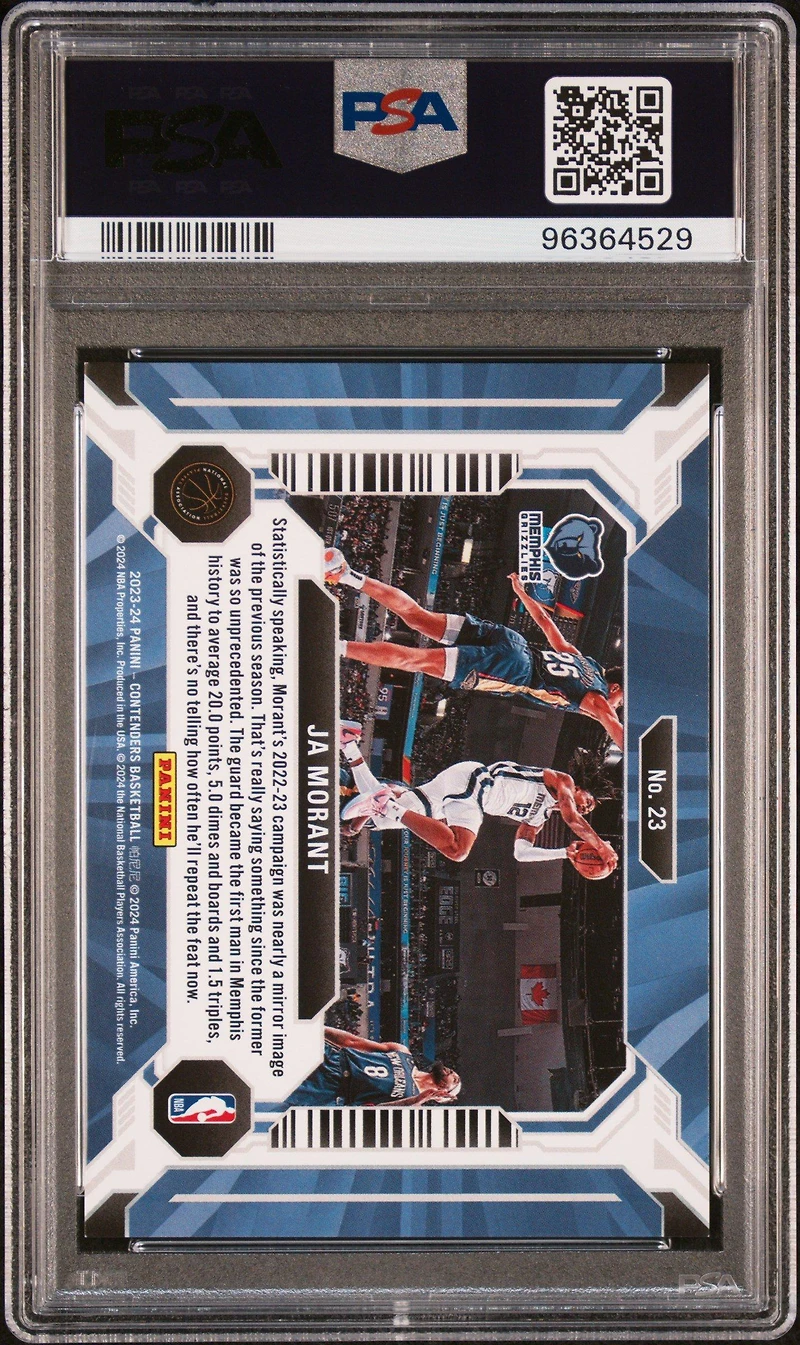 2023 Panini Contenders Suite Shots 23 Ja Morant Playoff PSA 9