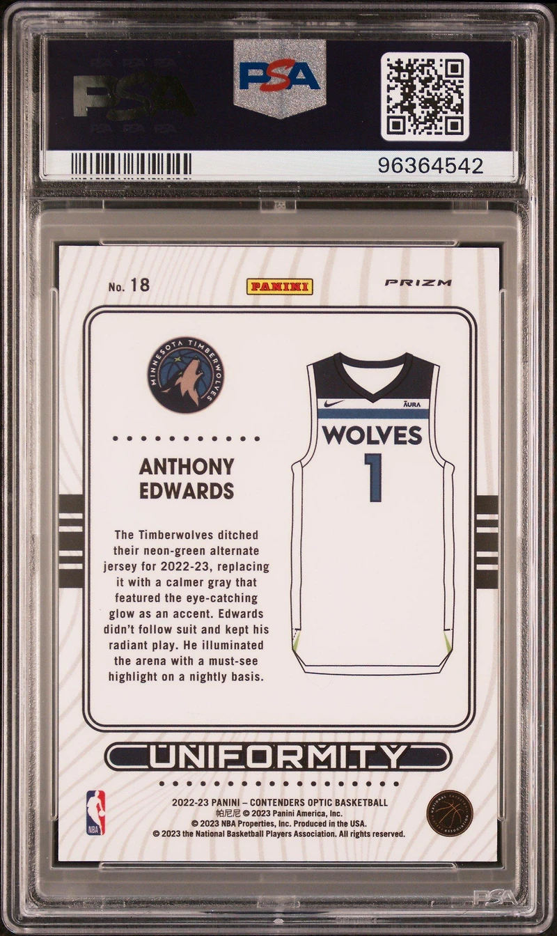 2022 Panini Contenders Optic Uniformity 18 Anthony Edwards PSA 8