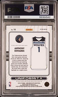 2022 Panini Contenders Optic Uniformity 18 Anthony Edwards PSA 8