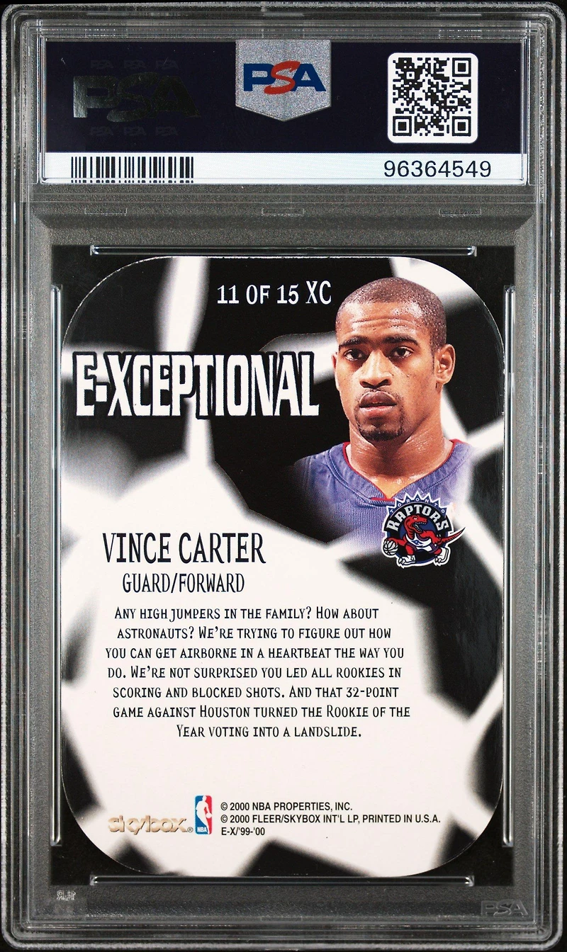 1999 Skybox E-x E-xceptional 11 Vince Carter Red PSA 8