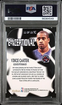 1999 Skybox E-x E-xceptional 11 Vince Carter Red PSA 8