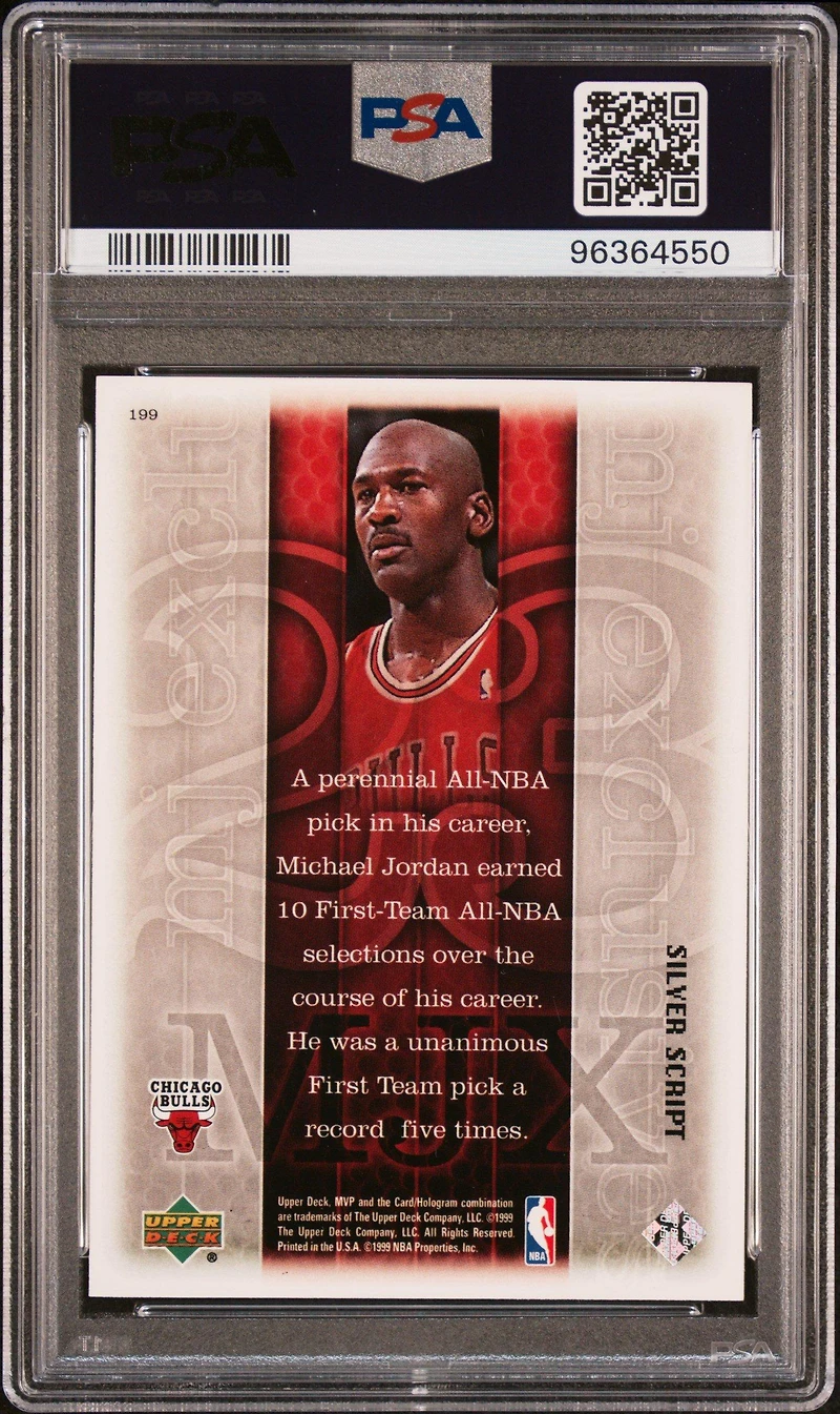 1999 Upper Deck Mvp 199 Michael Jordan Silver Script PSA 8
