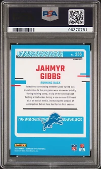 2023 Panini Donruss Optic 236 Jahmyr Gibbs Green Velocity PSA 10