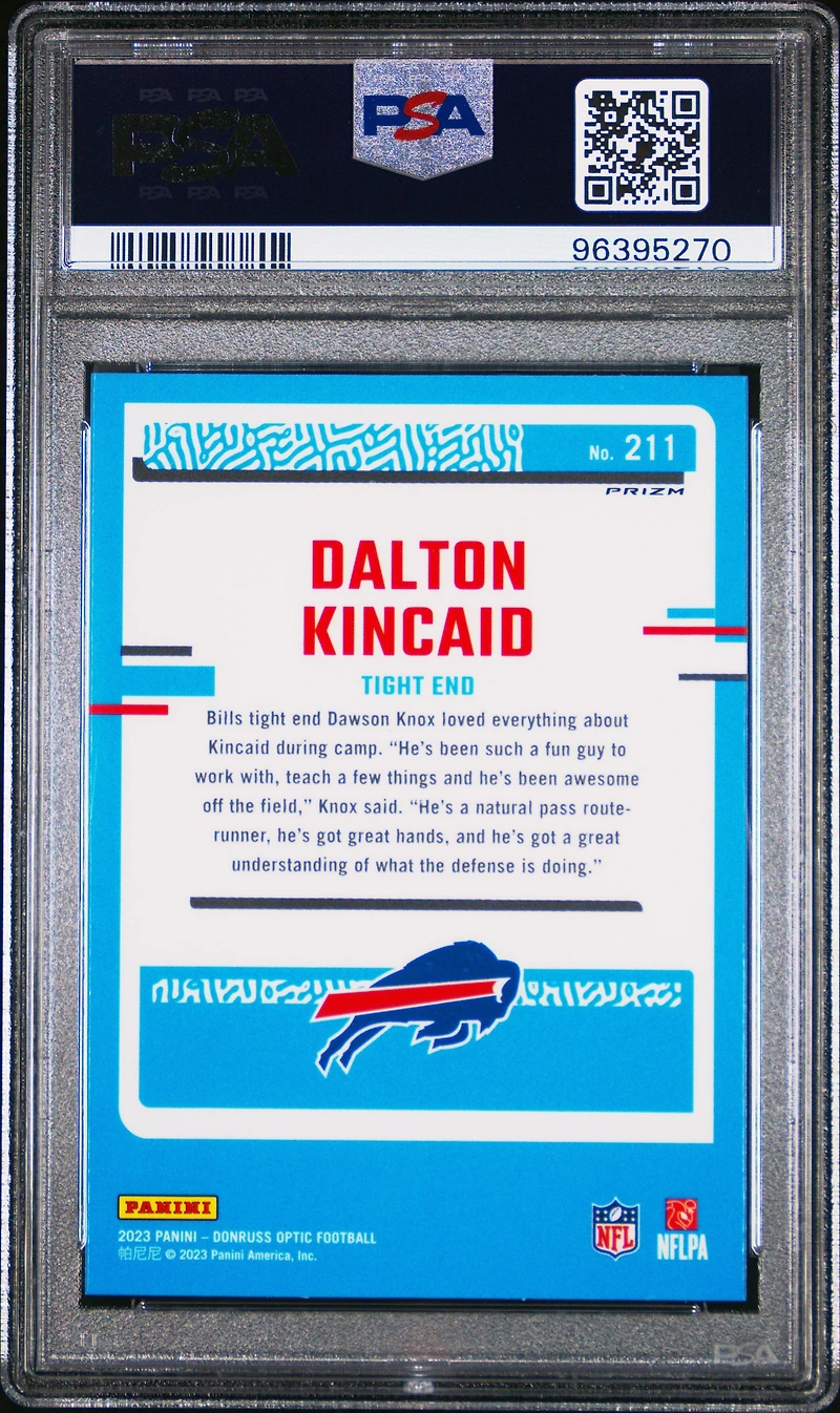 2023 Panini Donruss Optic 211 Dalton Kincaid Green Velocity PSA 10