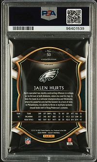 2020 Panini Select 50 Jalen Hurts Die-cut Light Blue Prizm PSA 10