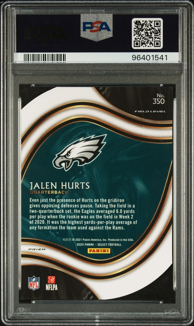 2020 Panini Select 350 Jalen Hurts Die-cut Blue Prizm PSA 10