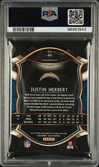 2020 Panini Select 44 Justin Herbert Die-cut Maroon Prizm PSA 10