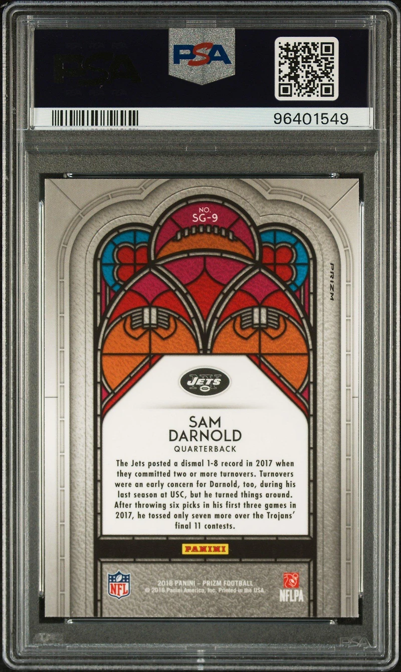 2018 Panini Prizm Stained Glass Sg-9 Sam Darnold PSA 10