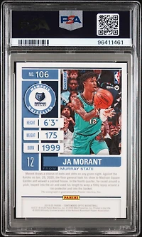 2019 Panini Contenders Optic 106 Ja Morant Sp-autograph PSA 9