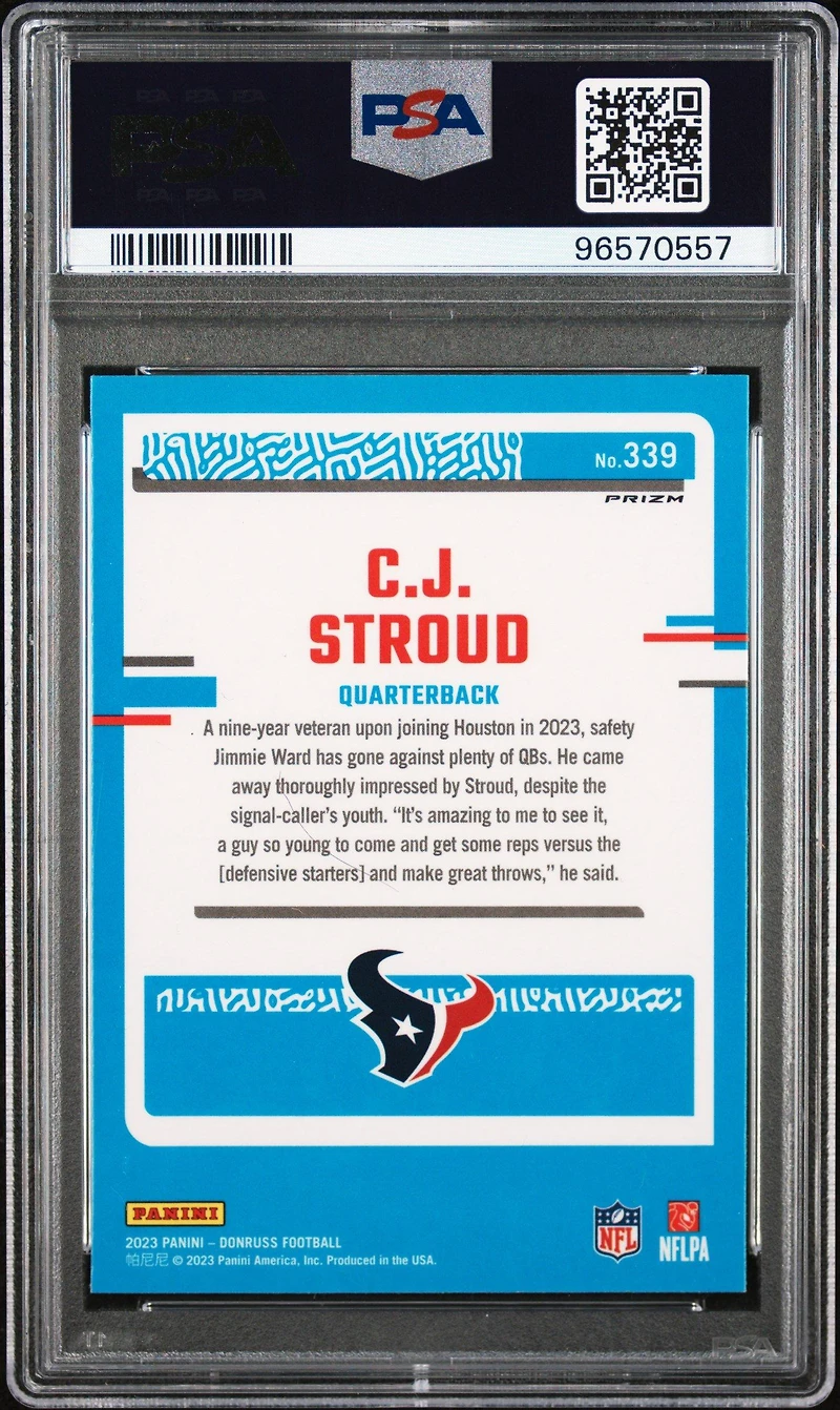 2023 Panini Donruss 339 Cj Stroud Optic Preview-red Wave PSA 10