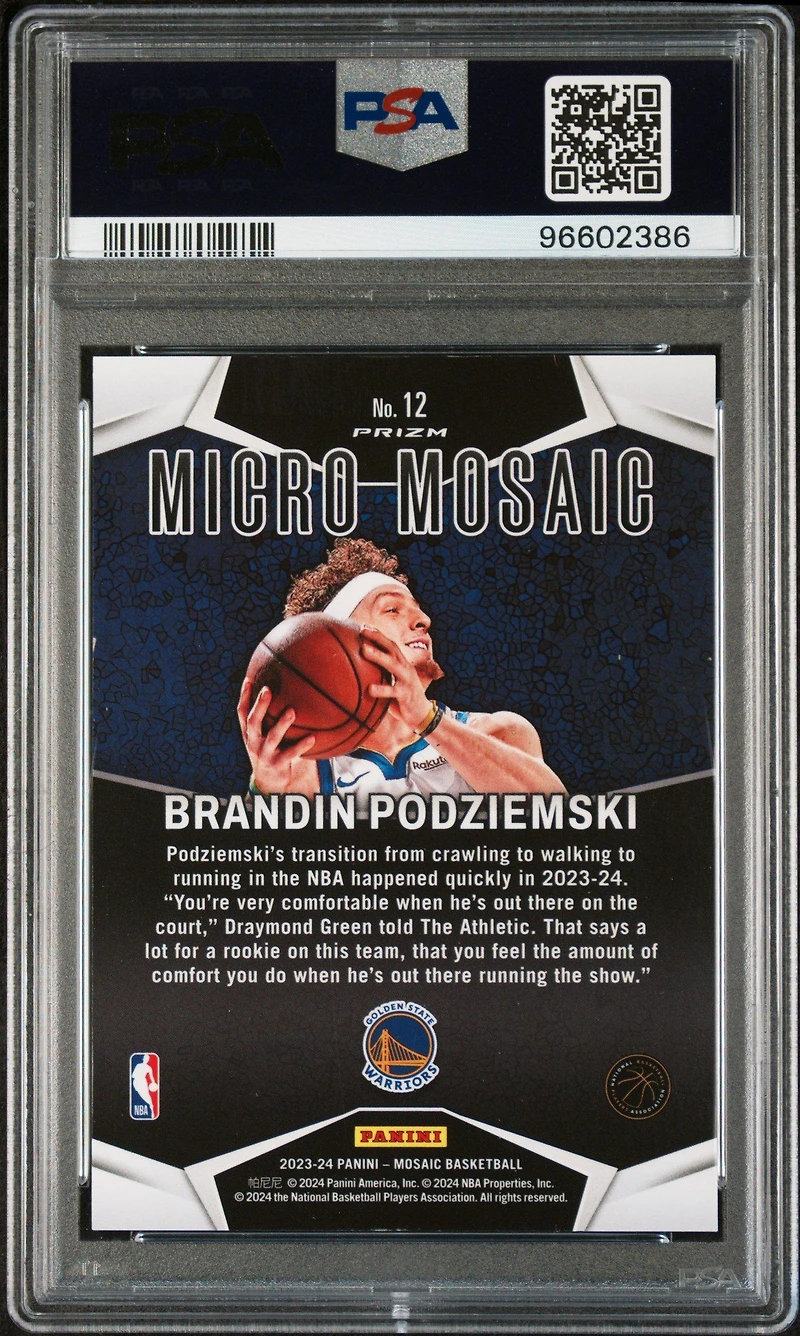 2023 Panini Mosaic Micro Mosaic 12 Brandin Podziemski PSA 9