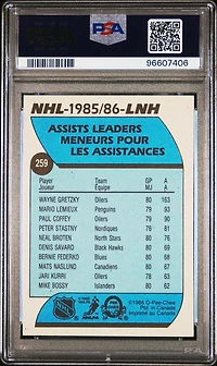 1986 O-pee-chee 259 Wayne Gretzky Assists Leaders PSA 8