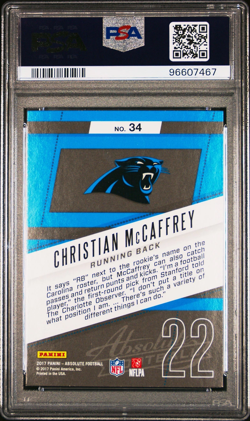2017 Panini Absolute Rookie Roundup 34 Christian Mccaffrey Retail PSA 9