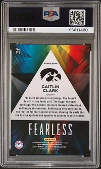 2024 Panini Caitlin Clark Collection Fearless F1 Caitlin Clark PSA