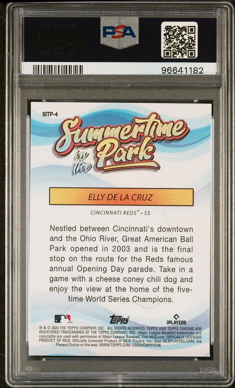 2024 Topps Chrome Summertime In The Park 4 Elly De La Cruz PSA 10