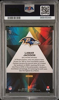 2023 Panini Prizm Prizmatic 12 Lamar Jackson PSA 10