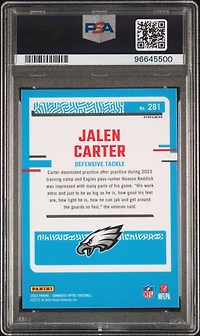 2023 Panini Donruss Optic 281 Jalen Carter Blue Glitter PSA 10