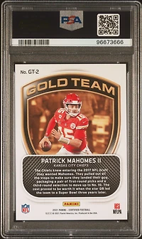 2021 Panini Certified Gold Team Gt2 Patrick Mahomes Ii Mirror Bronze PSA 10