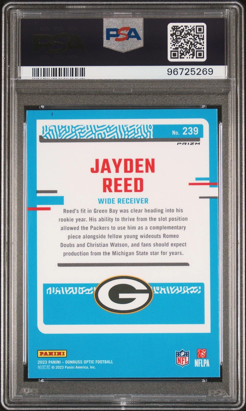 2023 Panini Donruss Optic 239 Jayden Reed Stars PSA 10