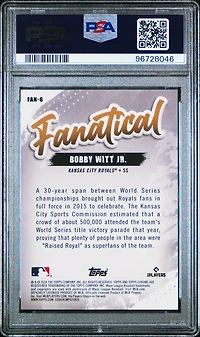2024 Topps Chrome Fanatical Fan6 Bobby Witt Jr. Red Refractor PSA 10