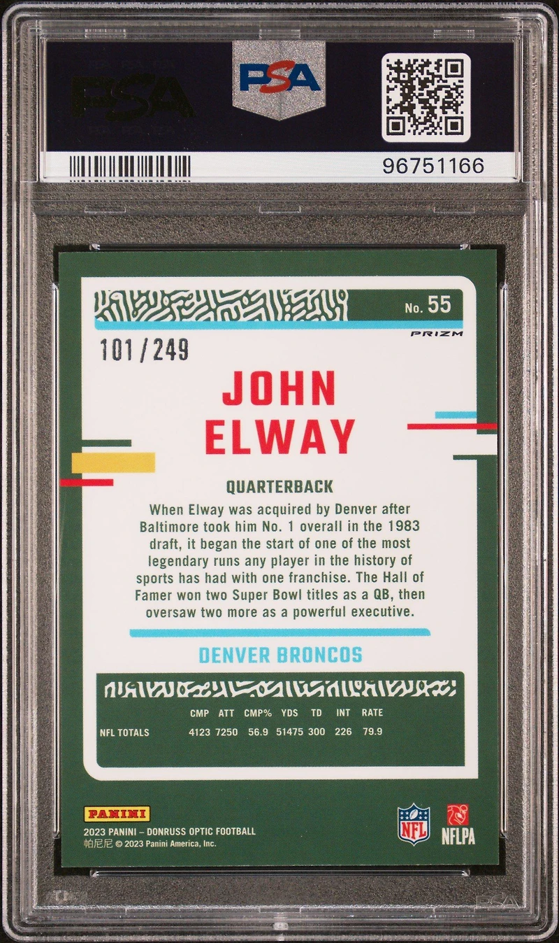 2023 Panini Donruss Optic 55 John Elway Orange PSA 10