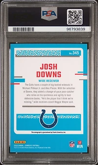 2023 Panini Donruss 345 Josh Downs Autograph-orange PSA 9