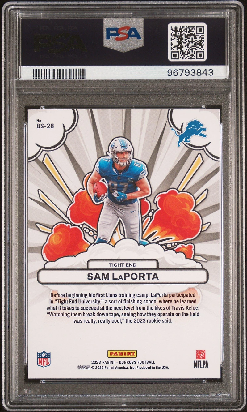2023 Panini Donruss Bomb Squad Bs28 Sam Laporta PSA 10