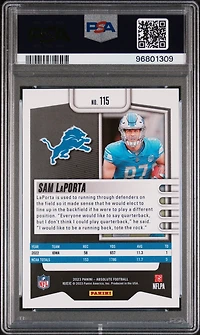 2023 Panini Absolute 115 Sam Laporta Red White Blue Kaleidoscope PSA 10