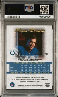 1998 Topps Gold Label Class 1 20 Peyton Manning Class 1-gold Label PSA 9