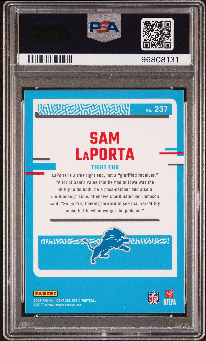 2023 Panini Donruss Optic 237 Sam Laporta PSA 10