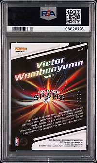 2023 Panini Donruss Optic Lights Out 4 Victor Wembanyama Red And Gold International PSA 9