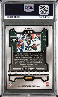 2023 Panini Prizm 232 Breece Hall Gold Sparkle PSA 10