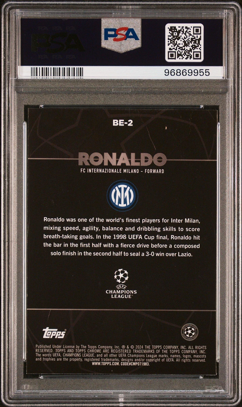 2023-24 Topps Chrome Uefa Club Competitions Shadow Etch Be2 Ronaldo PSA 10