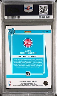 2021 Panini Donruss 211 Cade Cunningham Holo Green/yellow Laser PSA 9