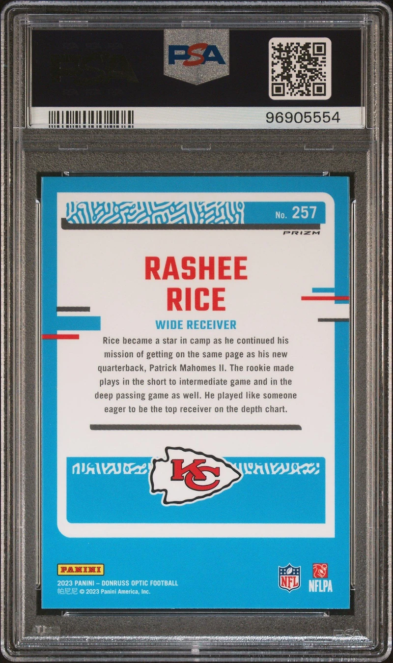 2023 Panini Donruss Optic 257 Rashee Rice Green Velocity PSA 9